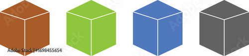 Colorful Isometric 3D Cuboids, Abstract 3D Geometric Shapes