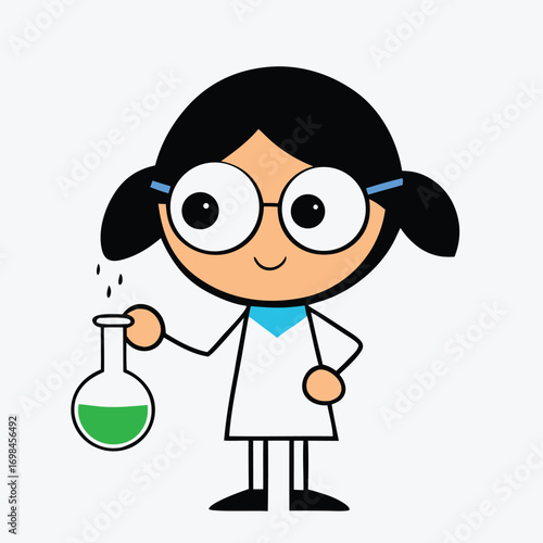 Girl Scientist Experimenting in Laboratory with Test Tubes – Science Education Concept