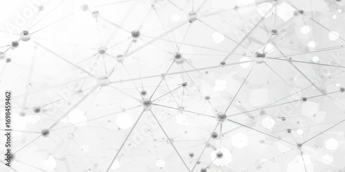 A clean polygonal geometric background with interconnected nodes and lines, representing digital communication, artificial intelligence, or blockchain systems. The monochrome tones and low-poly struct