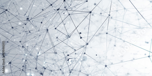 Abstract gray polygon mesh with dark connecting nodes and thin lines forming a web-like digital structure. The low-poly pattern creates depth and modern minimalism, evoking themes of AI, blockchain, 