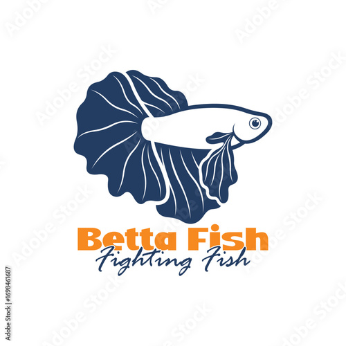 Beta fish logo vector design. Fish animal aquatic logo beta fish design illustration