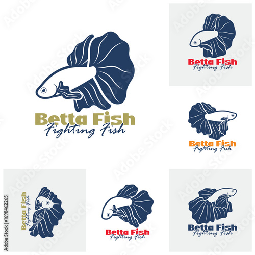 Set of Beta fish logo vector design. Fish animal aquatic logo beta fish design illustration