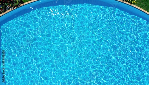 Bright Blue Pool Water Surface Texture With Sunlight Reflections