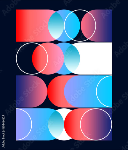 Abstract geometric composition with overlapping shapes and gradient colors