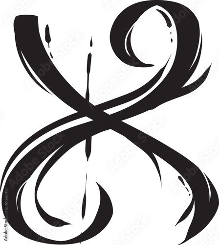 Abstract black brush stroke design with dynamic crossing lines grunge texture and calligraphic ink drips.