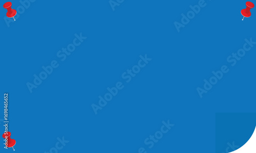 background pinned red pushbutton with curled corner, ready for your message. Vector illustration. Isolated on white background. Front view. Top view. Close up.