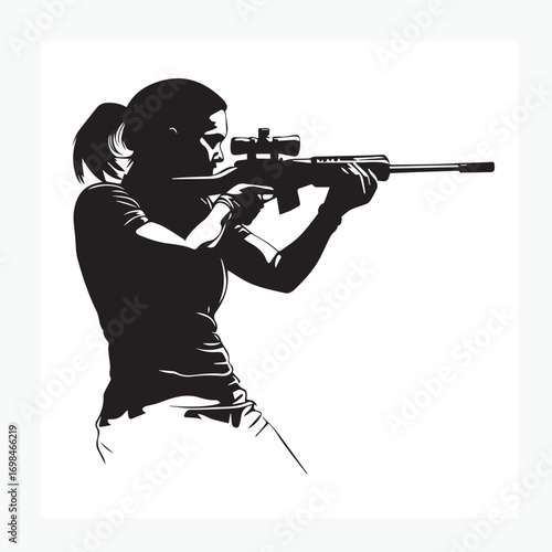 silhouette of a woman with a rifle