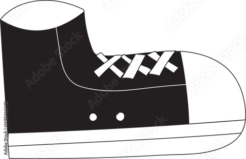 Classic HighTop Sneaker with White Laces and Soles.