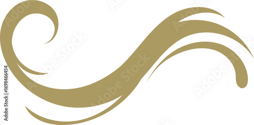 Canvas Print Elegant goldenbrown calligraphic swirl with flowing curves and tapered tendrils