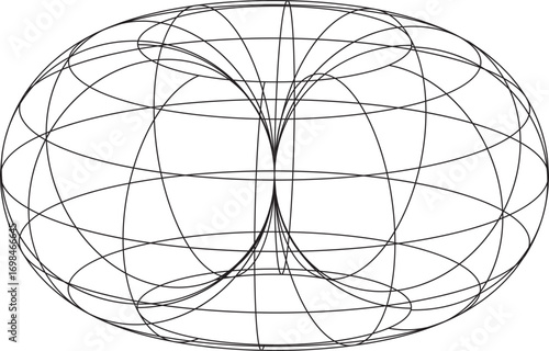 Intricate wireframe geometric shape black lines on white abstract 3D mathematical form complex structure.