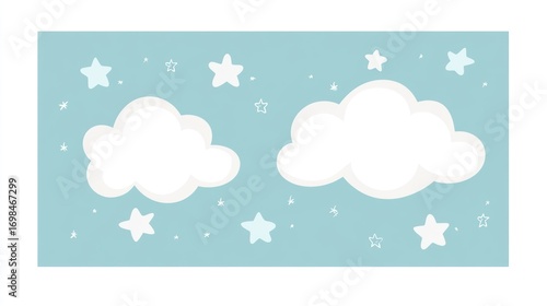 Light blue sky with clouds and stars