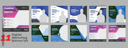 Eleven Digital Marketing Banner Set Designs Social Media Templates for Experts and Creative Agencies Engaging Professional Customizable