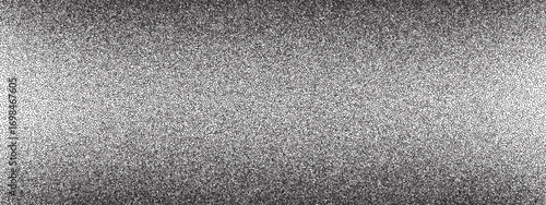 Wide mezzotint abstract background with a grainy, stippled texture. This monochrome dotwork with a horizontal light gradient, perfect for retro or grunge banner