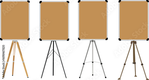 Easel Display Stand Vector Art Presentation Boards Flip Charts Sketch Pads Artist Supplies Tripod Stands Graphics