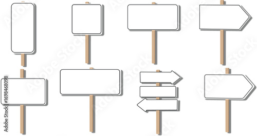 Vector Signboard Collection Road Signs Arrows Information Panels Blank Frames for Custom Messages Route Direction and