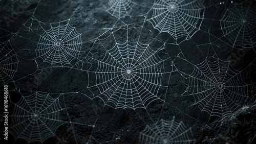 A spider web cobweb pattern nature closeup dark background delicate intricate texture mysterious halloween spooky fragile silk net symmetry design
