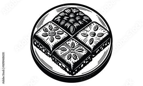 Assortment of Turkish Delights and Baklava Sweets in Monochrome
