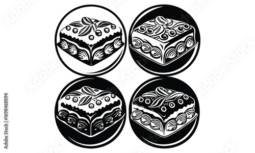 Assortment of Turkish Delights and Baklava Sweets in Monochrome