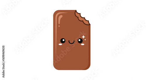 Cute Cartoon Chocolate Bar with a Bite Taken Out.