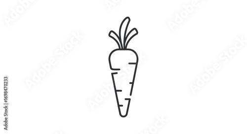 Simple Line Drawing of a Carrot.