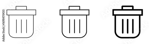 Vector art of three trash can icons in different styles