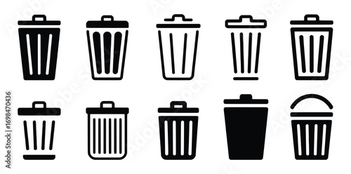 Collection of Trash Can and Bin Icons