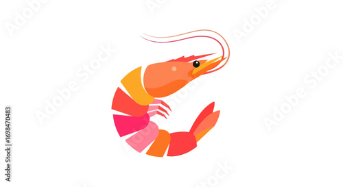 Stylized Shrimp Illustration with Pink and Orange Segments.