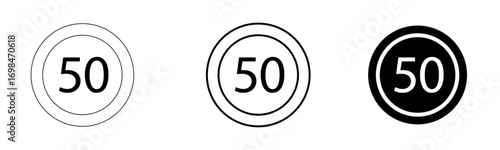 Vector art of set of three speed limit 50 signs