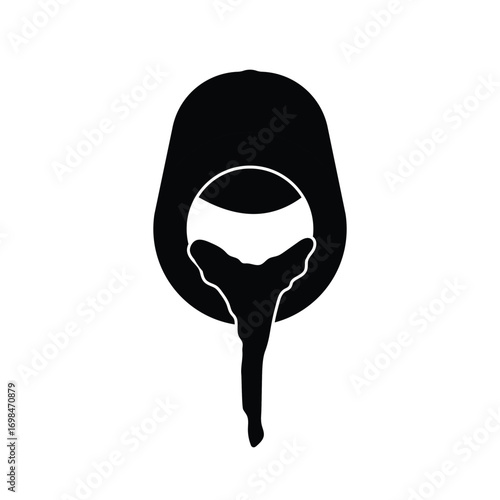 Graphite Crucible Poured Molten Metal Silhouette. Black and White Icon Design Elements on Isolated White Background