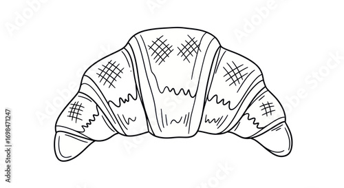 Hand-drawn sketch of a classic flaky croissant pastry.
