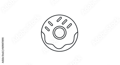 Simple Line Drawing of a Glazed Donut.