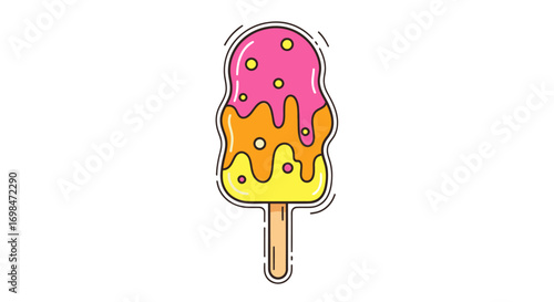 Colorful Cartoon Ice Pop with Melted Glaze.