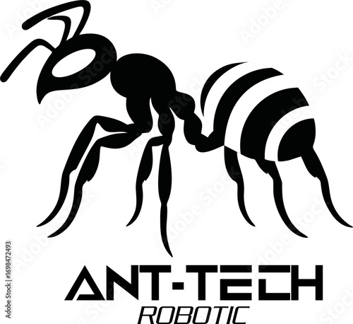 Robotic ant, Metallic insect Robotic, futuristic design, isolated cybernetic ant with glowing accents, robotic insect concept for futuristic