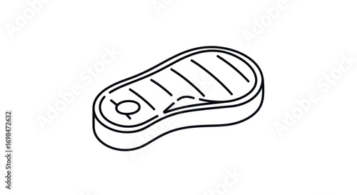 Simple Line Art Illustration of a Grilled Steak.
