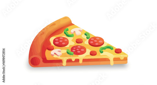 Delicious Slice of Pepperoni and Mushroom Pizza.