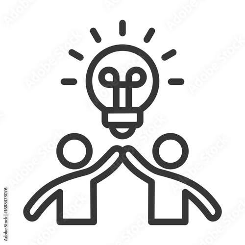 
outline icon of single collaborative innovation network with design of two people looking for ideas