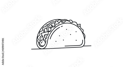 Simple Line Art Illustration of a Delicious Taco.
