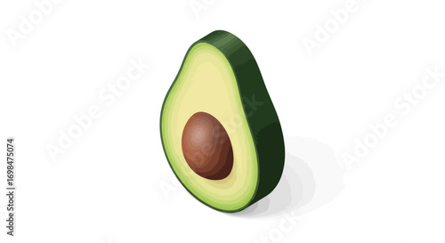 Fresh Avocado Half with Seed, Green Skin, and Creamy Yellow Flesh.