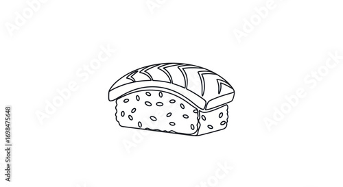 Salmon Nigiri Sushi - Traditional Japanese Cuisine Illustration.