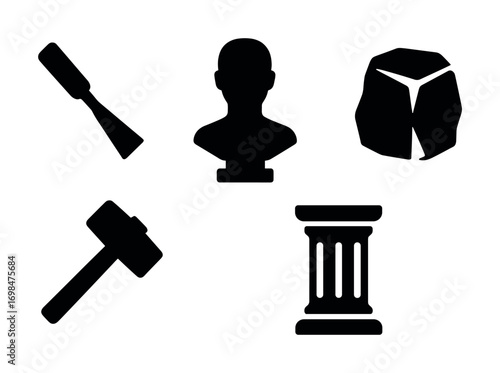 Silhouette icons: judge gavel, column, suit, male bust, female figure