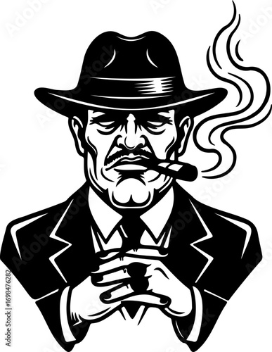 Man in Fedora Smoking a Cigar