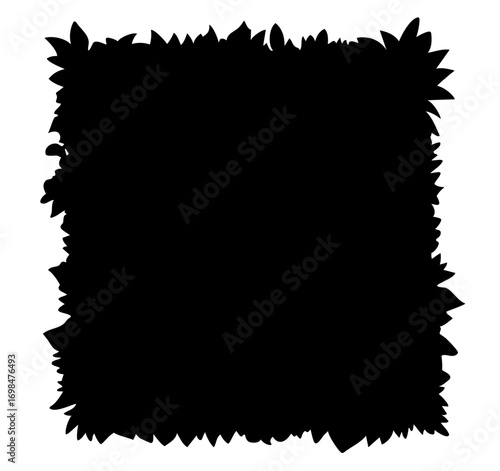 Trimmed bush silhouette in square shape, decorative shrub block, topiary greenery form for garden design