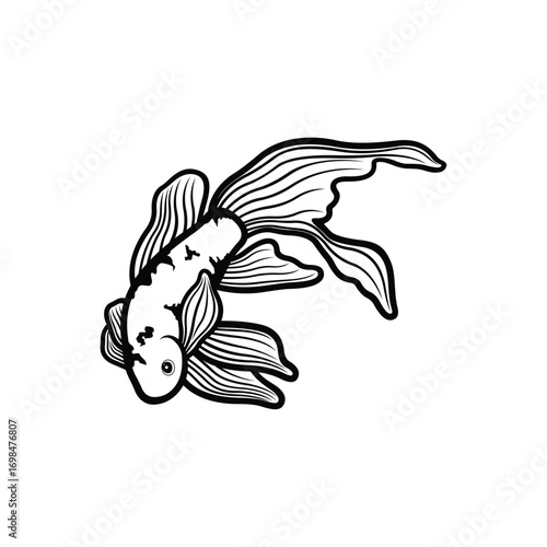 Koi fish logo design vector template. Koi fish line art. Koi fish japanese logo vector element