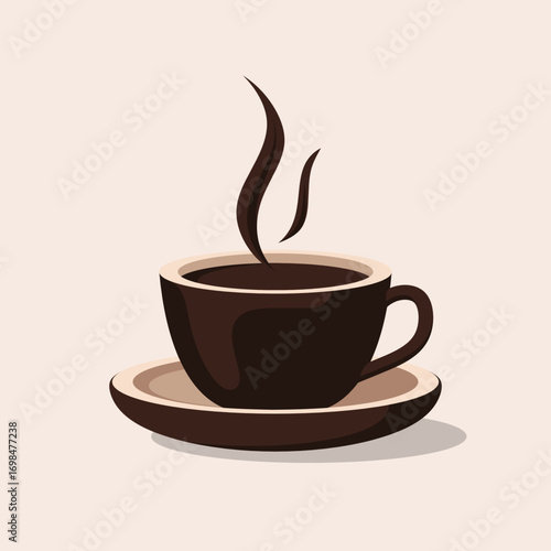 Steaming coffee cup on saucer