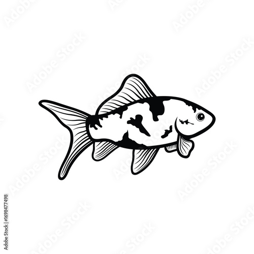 Koi fish logo design vector template. Koi fish line art. Koi fish japanese logo vector element