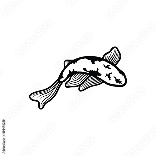Koi fish logo design vector template. Koi fish line art. Koi fish japanese logo vector element