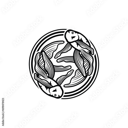 Koi fish logo design vector template. Koi fish line art. Koi fish japanese logo vector element