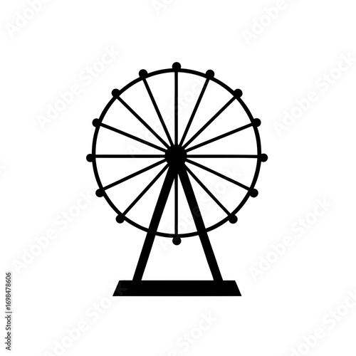 Black silhouette of a ferris wheel icon on transparent background
