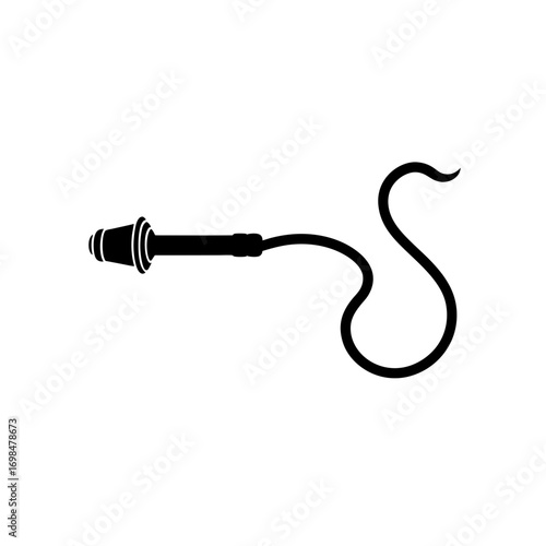 Illustration of a black spark plug wire on transparent background silhouette