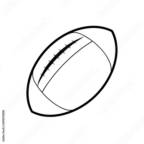 Simple outline drawing of american football on transparent background silhouette